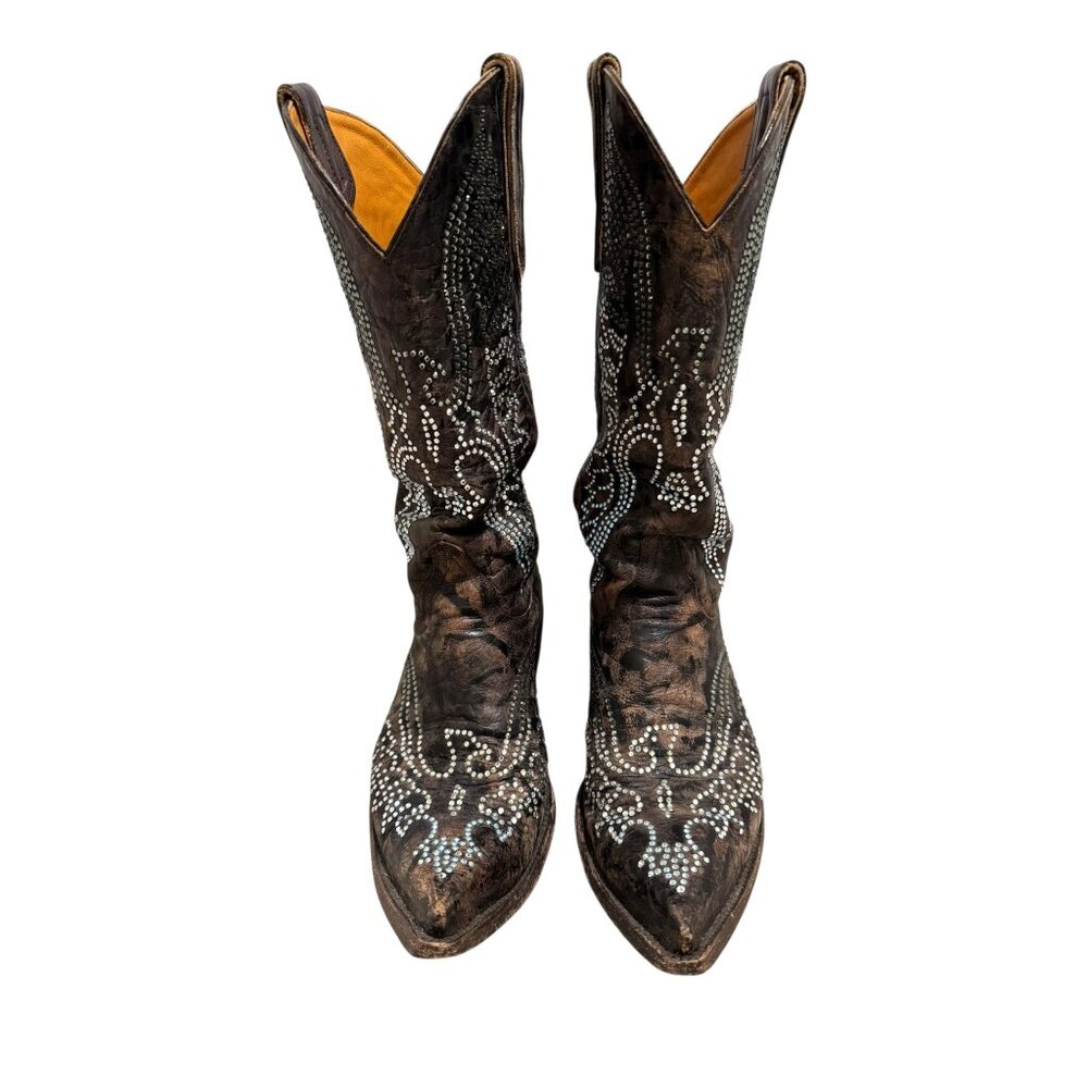 Size 8 Womens Old Gringo Eagle Swarovski Crystals Snip Toe Cowboy Cowgirl Boots - Picture 2 of 12